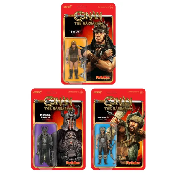 Super7 Conan The Barbarian^Conan The Barbarian Reaction Figures Wave 01 - Thulsa Doom, Pit Fighter Conan, Subotai