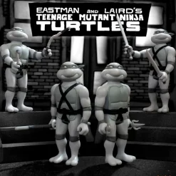 Super7 Teenage Mutant Ninja Turtles^Teenage Mutant Ninja Turtles Reaction Figure Wave 9 - Donatello, Leonardo, Michelangelo & Raphael (Comic Greyscale)