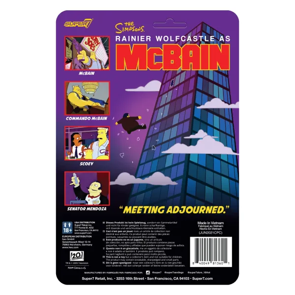 Super7 The Simpsons^The Simpsons Reaction Wave 1 Mcbain - Senator Mendoza