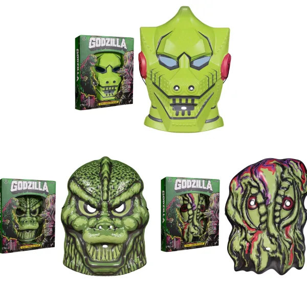 Super7 Godzilla^Toho Masks Set Of 3 - Mechagodzilla, Hedorah & Godzilla Glow