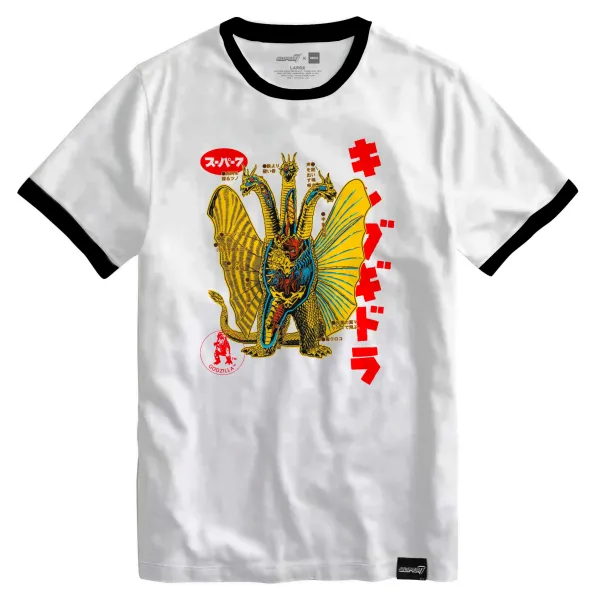 Super7 Godzilla^Toho T-Shirt - Anatomical King Ghidorah Ringer